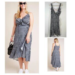 Anthropologie Hutch Black & White Allison Gingham Wrap Dress Women's Size 1X